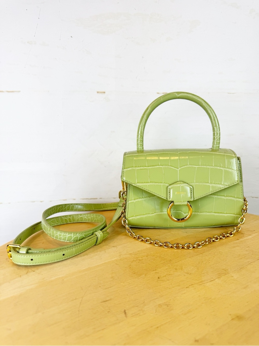 JW Pei | Green Croc Top Handle Crossbody Mini Bag - Picture 4 of 12